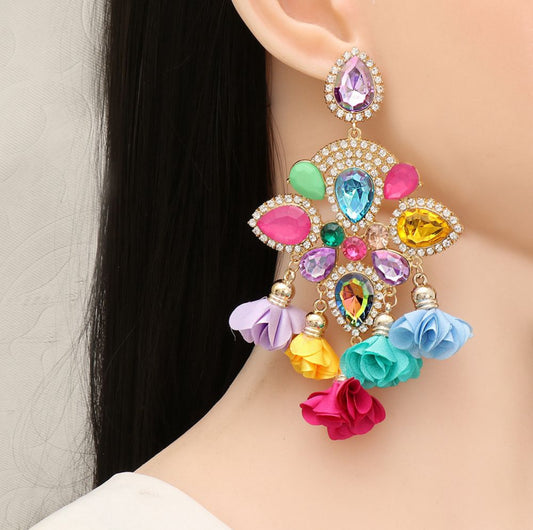 Rainbow Bloom Statement Earrings