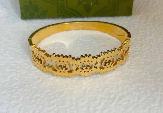 Gold Stainless Steel Cutout Bangle